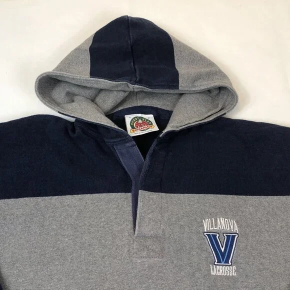Villanova Lacrosse Barbarian Hooded Striped Rugby Long Sleeve #17 Mens Large - Picture 4 of 13